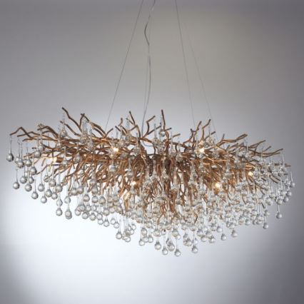 Paul Neuhaus 2031-11 - Suspension filaire ICICLE 15xG9/40W/230V 75x150 cm laiton