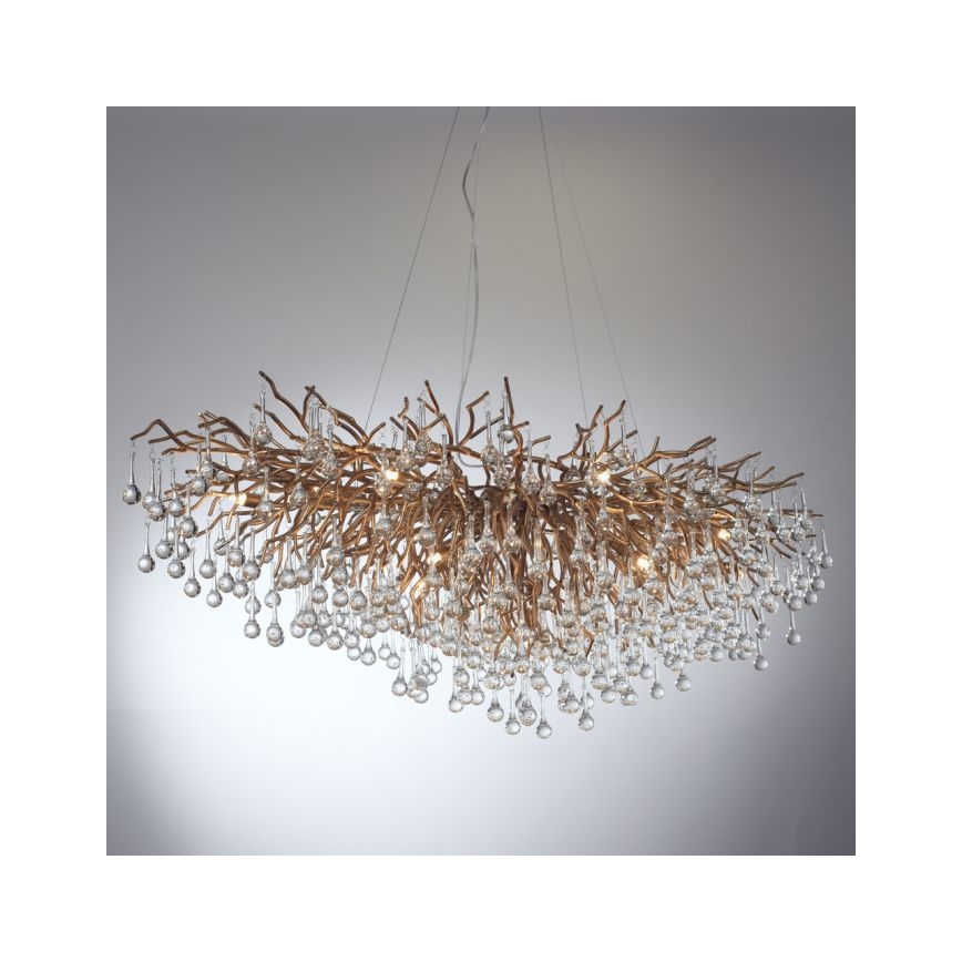 Paul Neuhaus 2031-11 - Suspension filaire ICICLE 15xG9/40W/230V 75x150 cm laiton