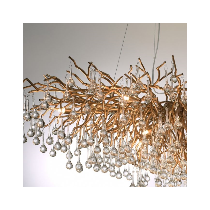 Paul Neuhaus 2031-11 - Suspension filaire ICICLE 15xG9/40W/230V 75x150 cm laiton