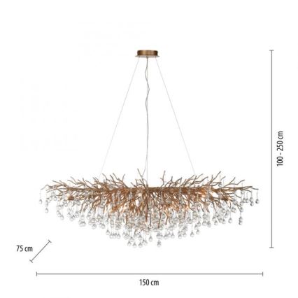 Paul Neuhaus 2031-11 - Suspension filaire ICICLE 15xG9/40W/230V 75x150 cm laiton