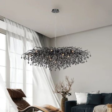 Paul Neuhaus 2031-18 - Kroonluchter met kabelophanging ICICLE 15xG9/40W/230V 75x150 cm zwart