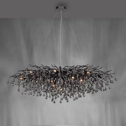 Paul Neuhaus 2031-18 - Kroonluchter met kabelophanging ICICLE 15xG9/40W/230V 75x150 cm zwart