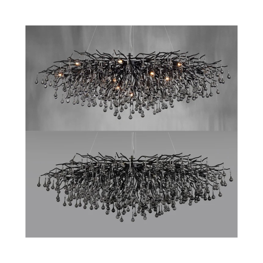Paul Neuhaus 2031-18 - Kroonluchter met kabelophanging ICICLE 15xG9/40W/230V 75x150 cm zwart