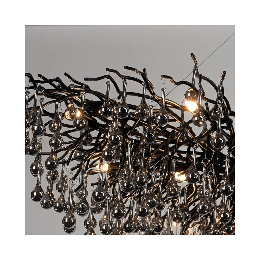 Paul Neuhaus 2031-18 - Kroonluchter met kabelophanging ICICLE 15xG9/40W/230V 75x150 cm zwart