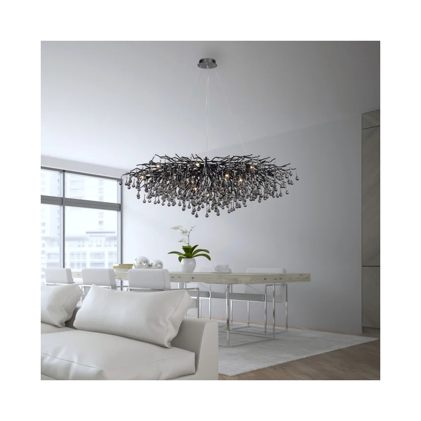 Paul Neuhaus 2031-18 - Suspension à câble ICICLE 15xG9/40W/230V 75x150 cm noire