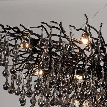 Paul Neuhaus 2031-18 - Suspension à câble ICICLE 15xG9/40W/230V 75x150 cm noire