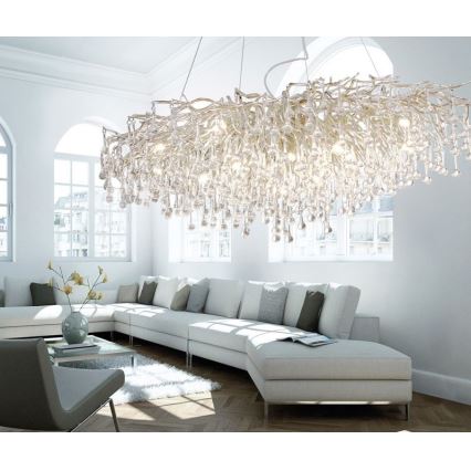 Paul Neuhaus 2031-55 - Suspension filaire ICICLE 15xG9/40W/230V 75x150 cm chrome brillant