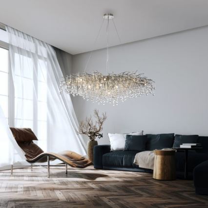 Paul Neuhaus 2031-55 - Suspension filaire ICICLE 15xG9/40W/230V 75x150 cm chrome brillant