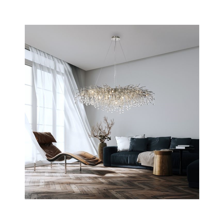 Paul Neuhaus 2031-55 - Suspension filaire ICICLE 15xG9/40W/230V 75x150 cm chrome brillant