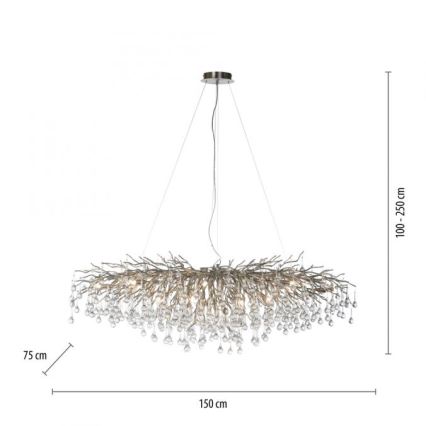 Paul Neuhaus 2031-55 - Suspension filaire ICICLE 15xG9/40W/230V 75x150 cm chrome brillant