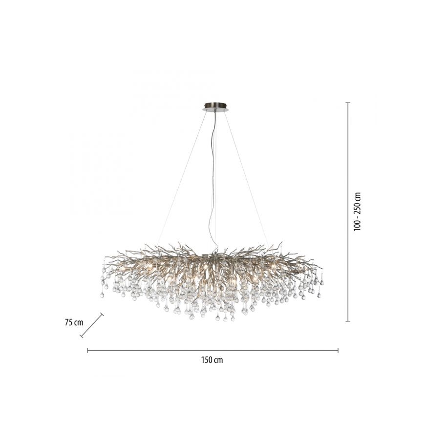 Paul Neuhaus 2031-55 - Suspension filaire ICICLE 15xG9/40W/230V 75x150 cm chrome brillant