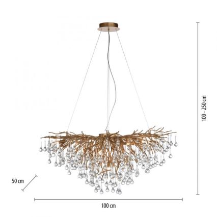 Paul Neuhaus 2192-11 - Hanglamp aan een koord ICICLE 10xG9/40W/230V 50x100 cm messing