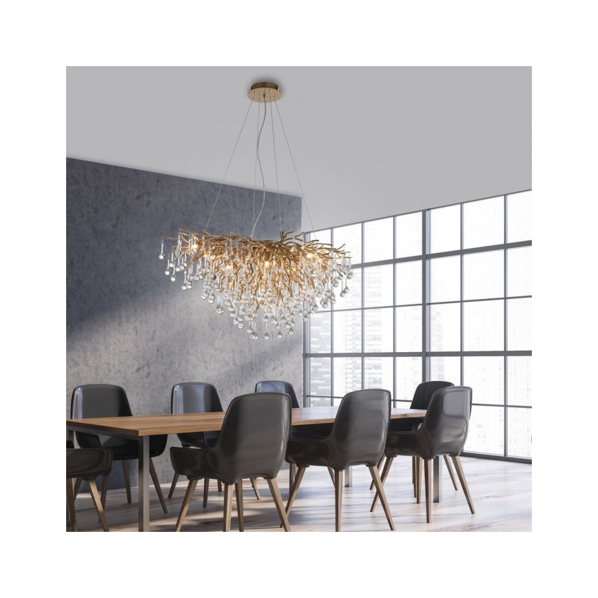 Paul Neuhaus 2192-11 - Suspension filaire ICICLE 10xG9/40W/230V 50x100 cm laiton