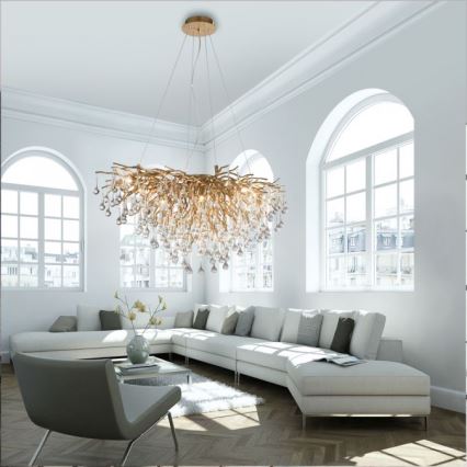 Paul Neuhaus 2192-11 - Suspension filaire ICICLE 10xG9/40W/230V 50x100 cm laiton