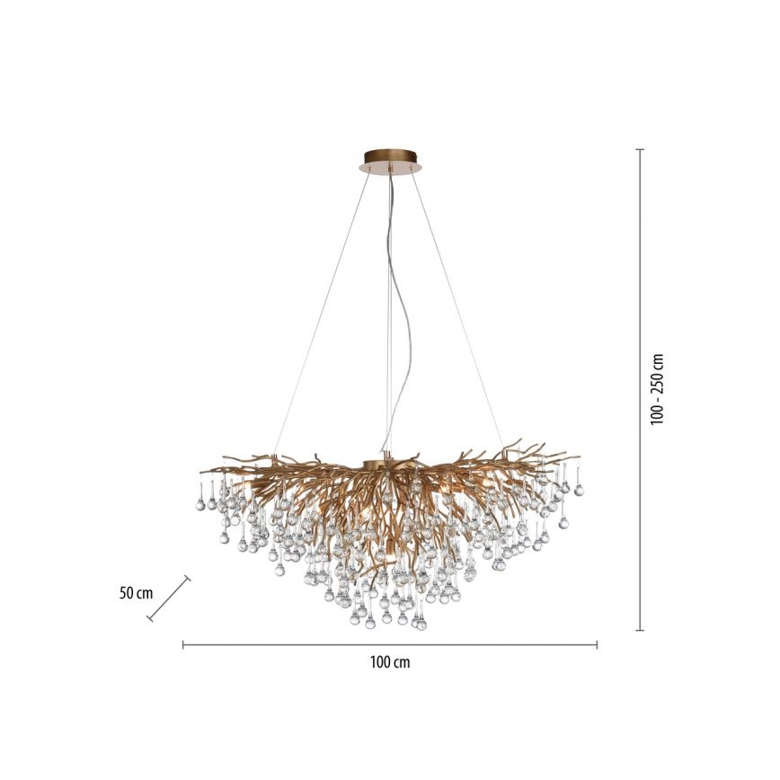 Paul Neuhaus 2192-11 - Suspension filaire ICICLE 10xG9/40W/230V 50x100 cm laiton