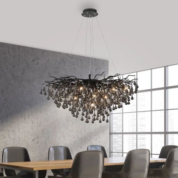 Paul Neuhaus 2192-18 - Kroonluchter aan kabel ICICLE 10xG9/40W/230V 50x100 cm zwart