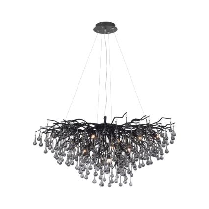 Paul Neuhaus 2192-18 - Kroonluchter aan kabel ICICLE 10xG9/40W/230V 50x100 cm zwart