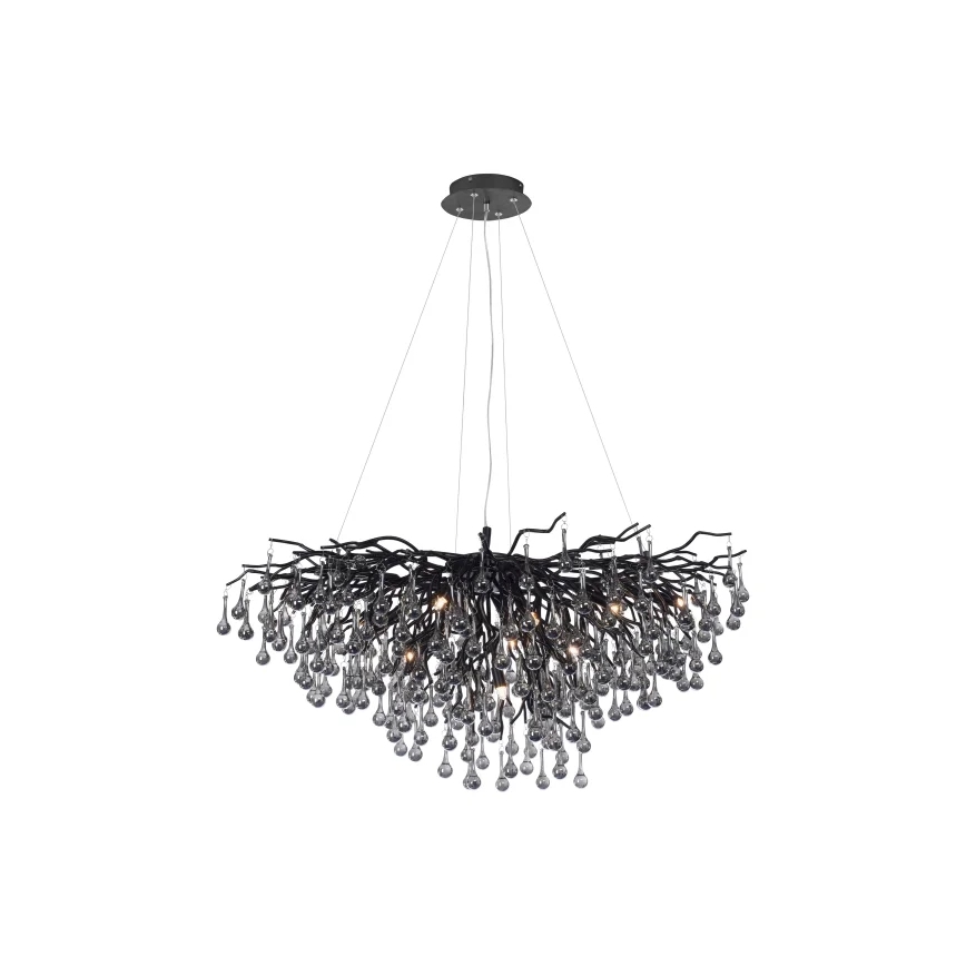 Paul Neuhaus 2192-18 - Kroonluchter aan kabel ICICLE 10xG9/40W/230V 50x100 cm zwart