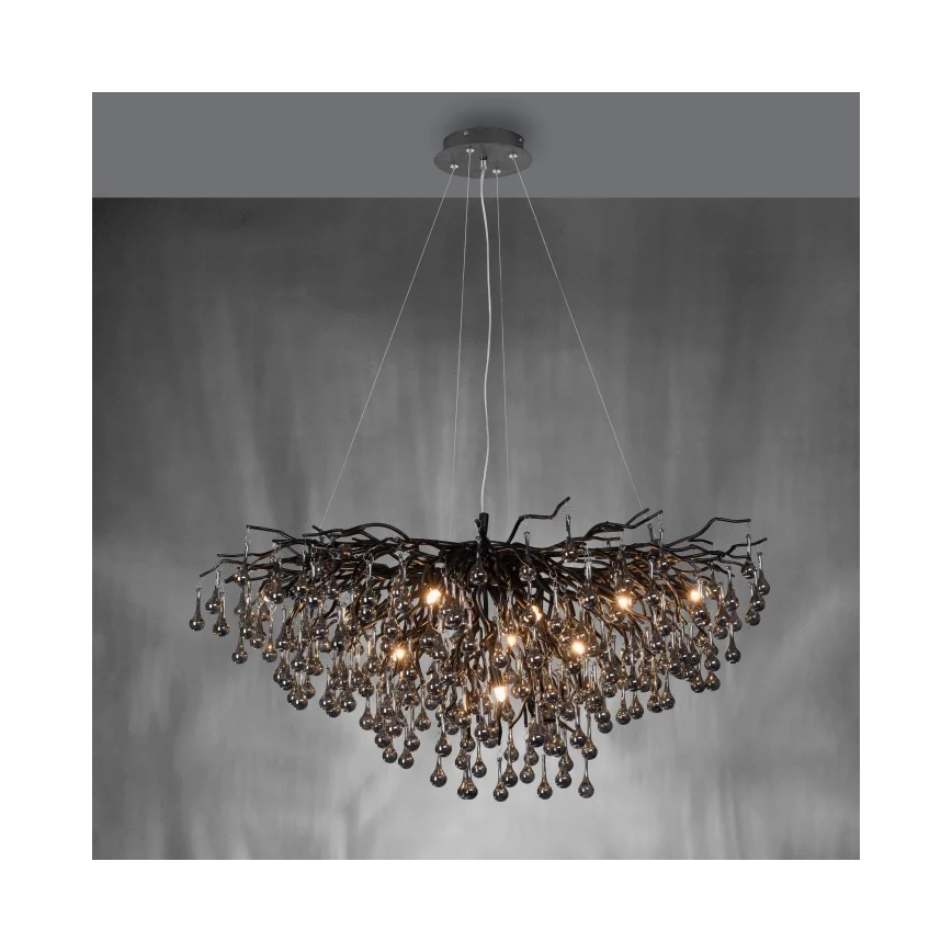Paul Neuhaus 2192-18 - Kroonluchter aan kabel ICICLE 10xG9/40W/230V 50x100 cm zwart