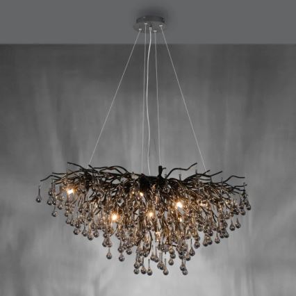 Paul Neuhaus 2192-18 - Kroonluchter aan kabel ICICLE 10xG9/40W/230V 50x100 cm zwart