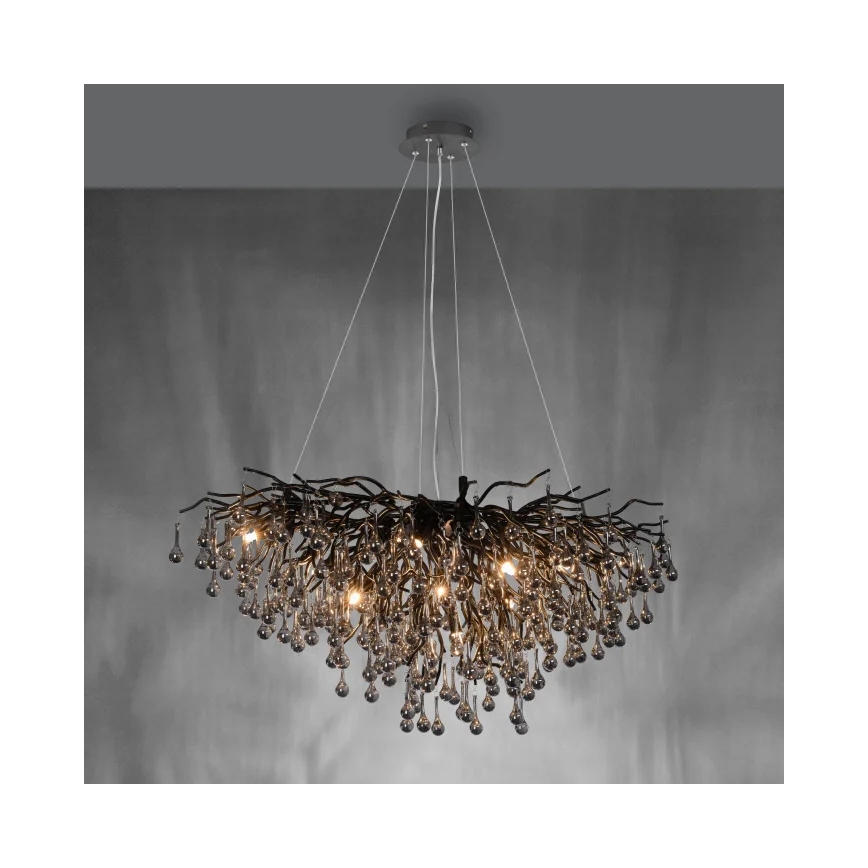 Paul Neuhaus 2192-18 - Kroonluchter aan kabel ICICLE 10xG9/40W/230V 50x100 cm zwart