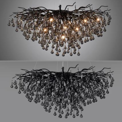 Paul Neuhaus 2192-18 - Kroonluchter aan kabel ICICLE 10xG9/40W/230V 50x100 cm zwart