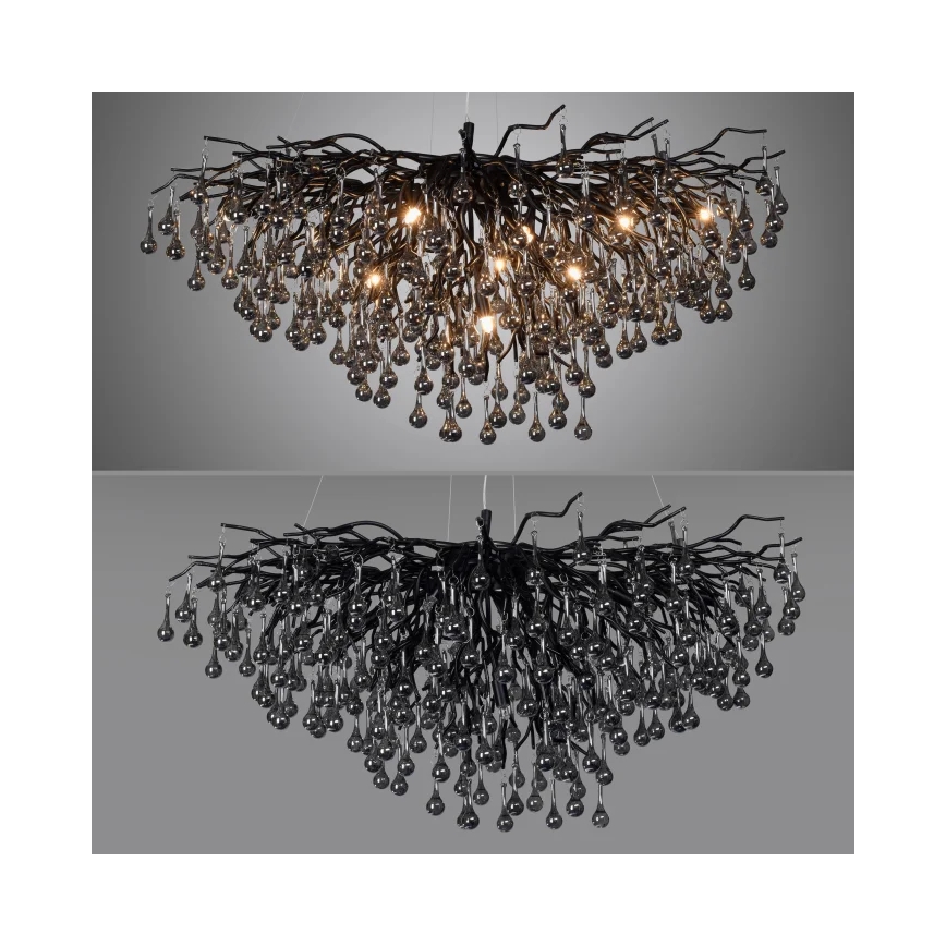 Paul Neuhaus 2192-18 - Kroonluchter aan kabel ICICLE 10xG9/40W/230V 50x100 cm zwart