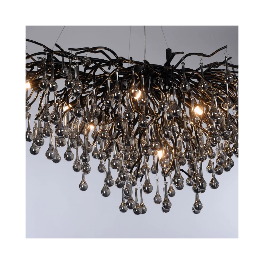 Paul Neuhaus 2192-18 - Kroonluchter aan kabel ICICLE 10xG9/40W/230V 50x100 cm zwart