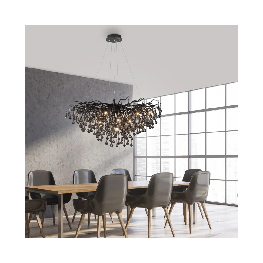 Paul Neuhaus 2192-18 - Suspension sur câble ICICLE 10xG9/40W/230V 50x100 cm noir