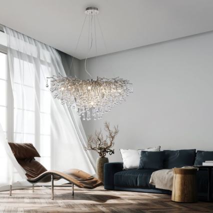 Paul Neuhaus 2192-55 - Suspension filaire ICICLE 10xG9/40W/230V 50x100 cm chrome brillant