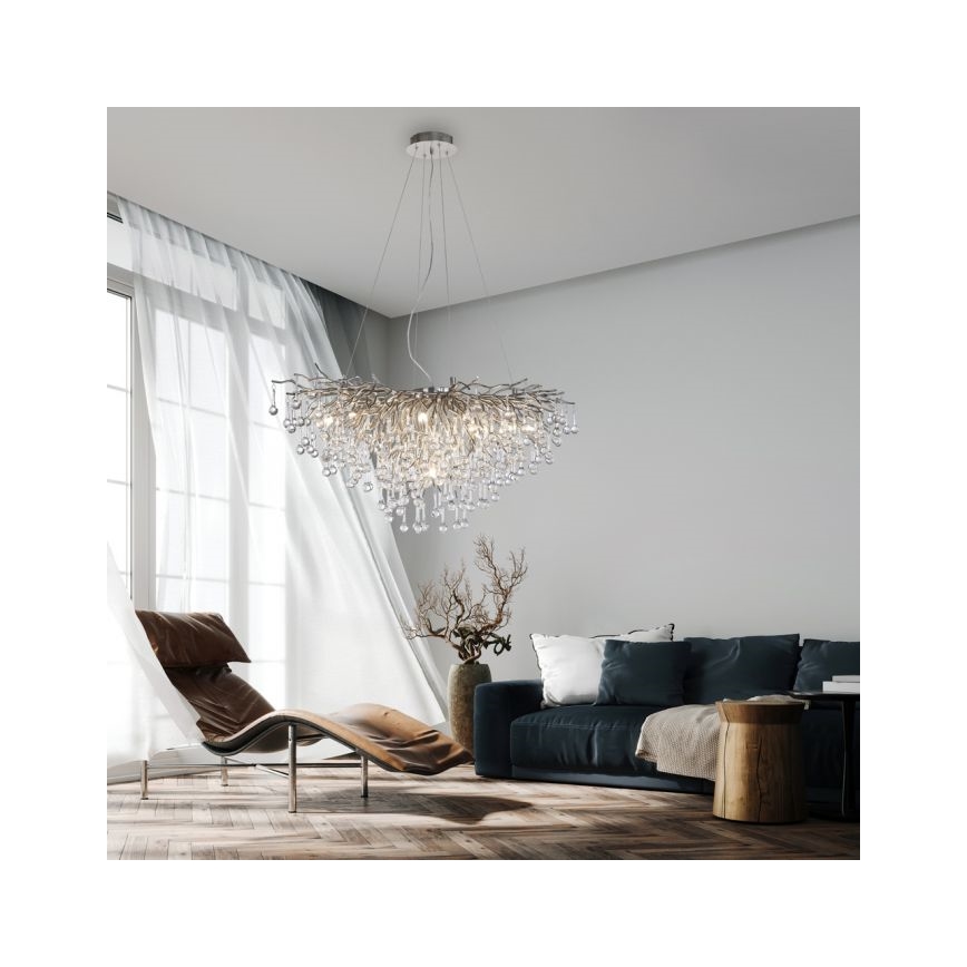 Paul Neuhaus 2192-55 - Suspension filaire ICICLE 10xG9/40W/230V 50x100 cm chrome brillant