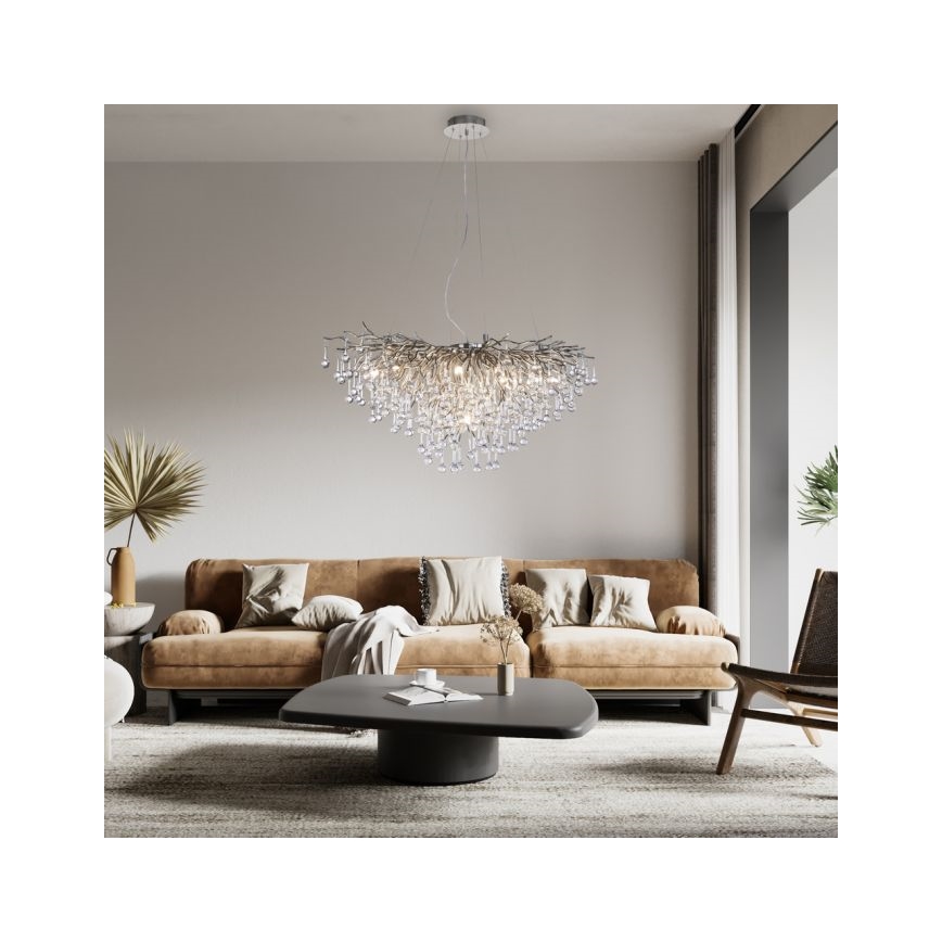 Paul Neuhaus 2192-55 - Suspension filaire ICICLE 10xG9/40W/230V 50x100 cm chrome brillant