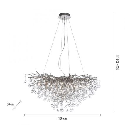 Paul Neuhaus 2192-55 - Suspension filaire ICICLE 10xG9/40W/230V 50x100 cm chrome brillant