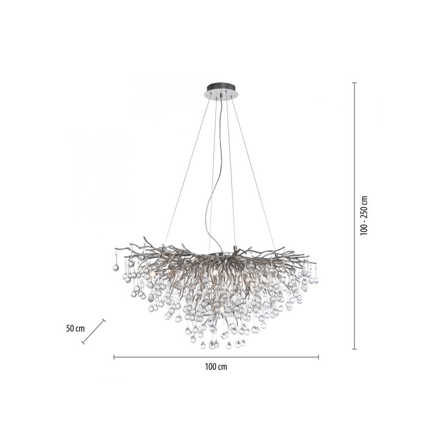 Paul Neuhaus 2192-55 - Suspension filaire ICICLE 10xG9/40W/230V 50x100 cm chrome brillant