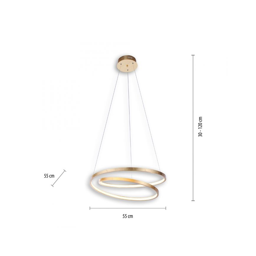 Paul Neuhaus 2472-12 - Dimbare LED Hanglamp aan een koord ROMAN LED/30W/230V goud