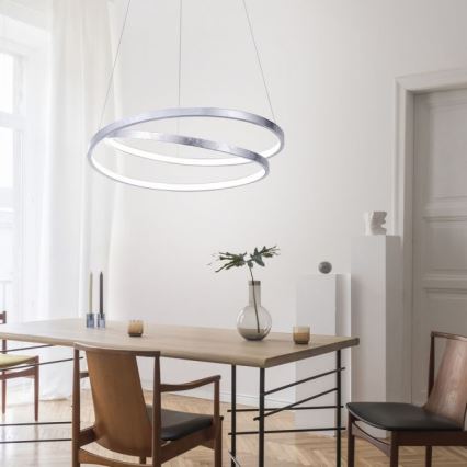 Paul Neuhaus 2472-21 - Dimbare LED hanglamp aan een koord ROMAN LED/30W/230V glanzend chroom