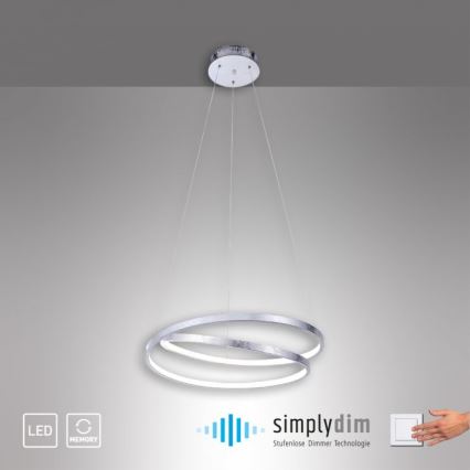 Paul Neuhaus 2472-21 - Dimbare LED hanglamp aan een koord ROMAN LED/30W/230V glanzend chroom
