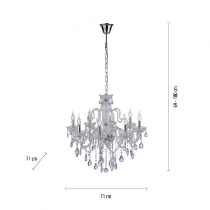 Paul Neuhaus 3081-00 - Kristallen hanglamp aan ketting GRACIA 8xE14/40W/230V