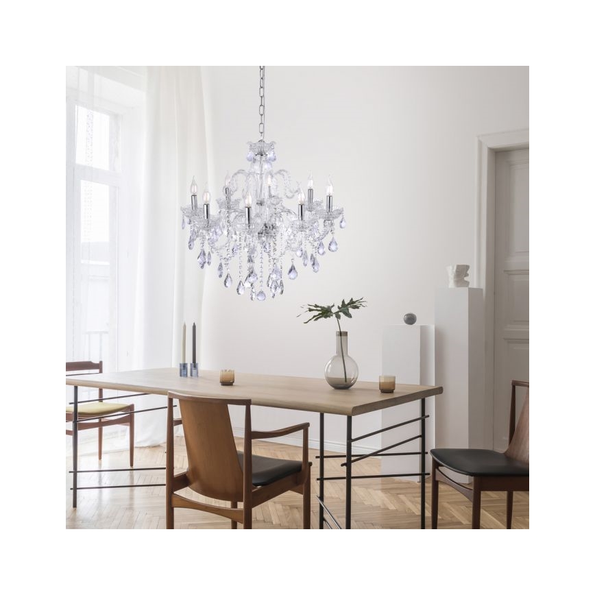 Paul Neuhaus 3081-00 - Suspension filaire en cristal GRACIA 8xE14/40W/230V