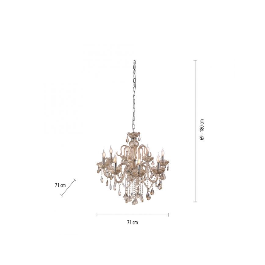 Paul Neuhaus 3081-97 - Kristallen Kroonluchter aan een ketting GRACIA 8xE14/40W/230V goud