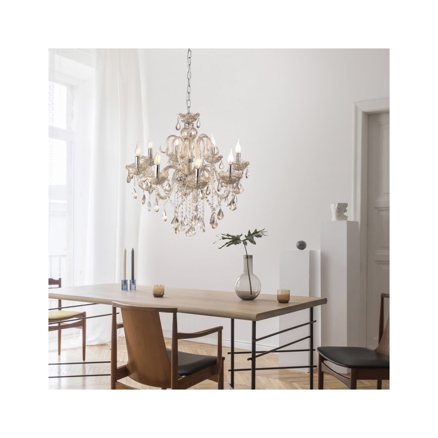 Paul Neuhaus 3081-97 - Suspension filaire en cristal GRACIA 8xE14/40W/230V doré