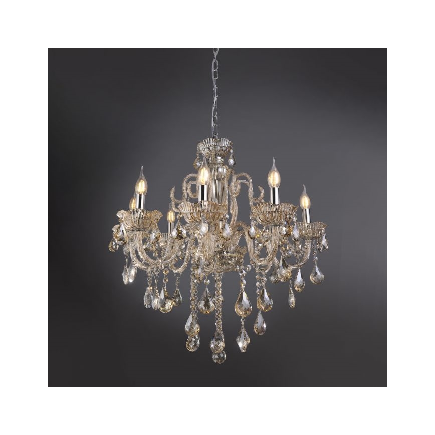 Paul Neuhaus 3081-97 - Suspension filaire en cristal GRACIA 8xE14/40W/230V doré