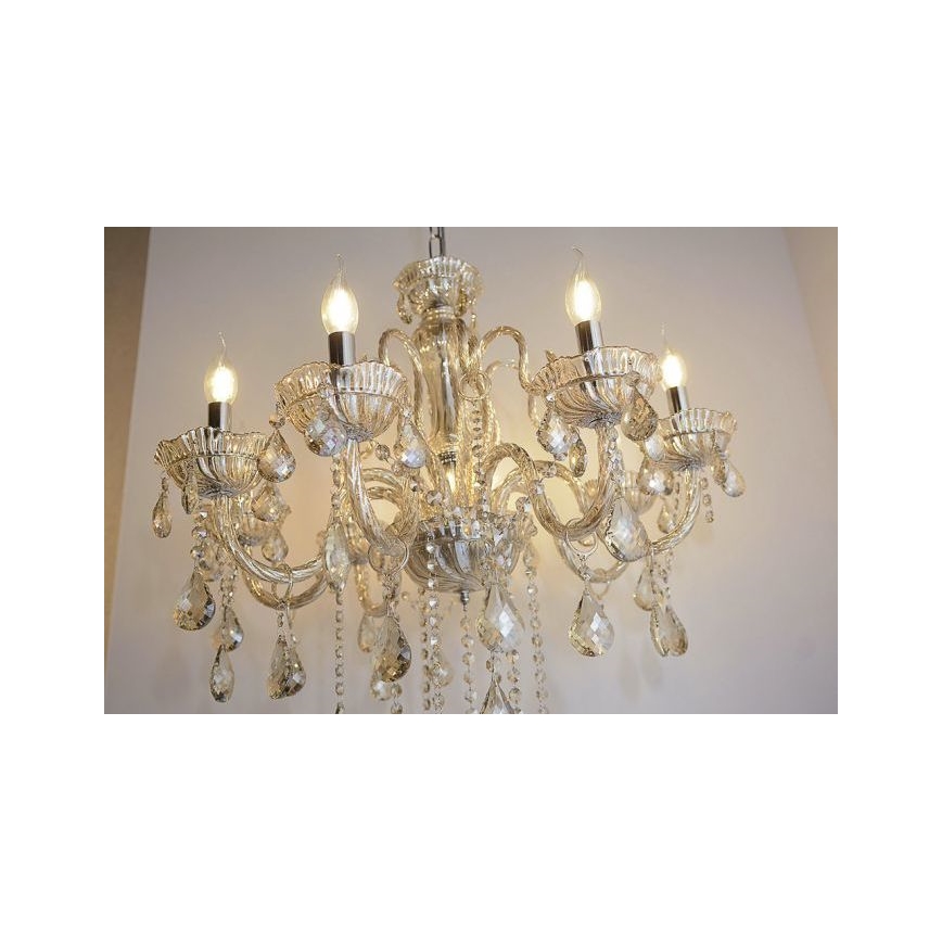 Paul Neuhaus 3081-97 - Suspension filaire en cristal GRACIA 8xE14/40W/230V doré