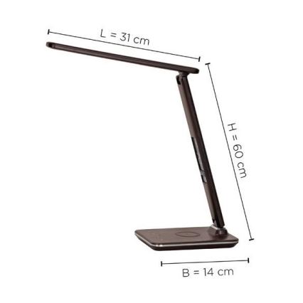 Paul Neuhaus 4595-23 - Lampe à intensité variable avec chargeur sans fil ADRIANO LED/5W/230V marron