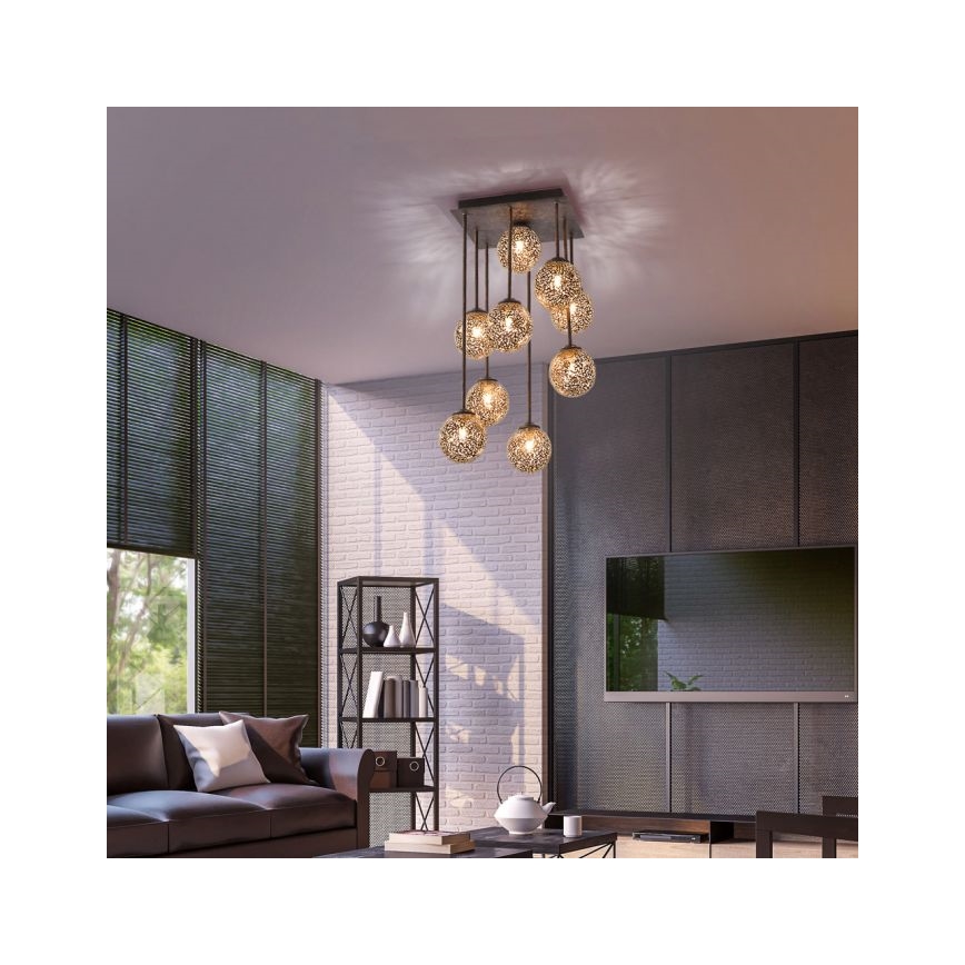 Paul Neuhaus 6238-48 - Hanglamp met vaste pendel GRETA 9xG9/40W/230V