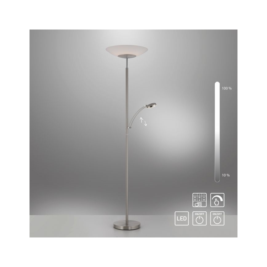 Paul Neuhaus 655-55 - Dimbare LED Staande lamp ALFRED 1xLED/28W+1xLED/4W/230V glanzend chroom
