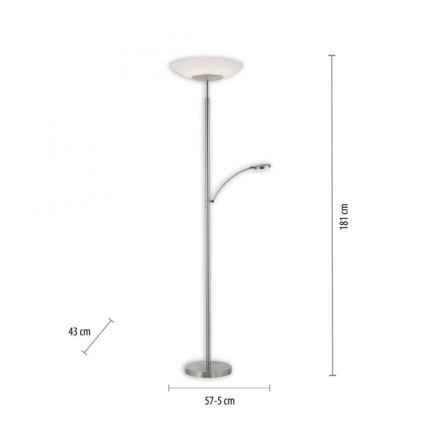 Paul Neuhaus 655-55 - Dimbare LED Staande lamp ALFRED 1xLED/28W+1xLED/4W/230V glanzend chroom
