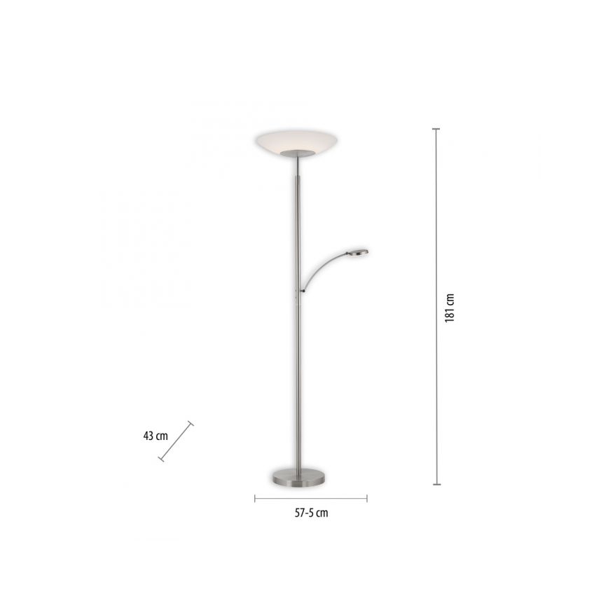 Paul Neuhaus 655-55 - Dimbare LED Staande lamp ALFRED 1xLED/28W+1xLED/4W/230V glanzend chroom
