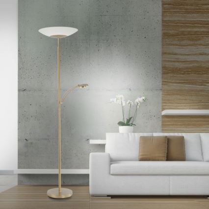 Paul Neuhaus 655-60 - LED dimbare vloerlamp ALFRED LED/28W/230V+LED/4W/230V messing