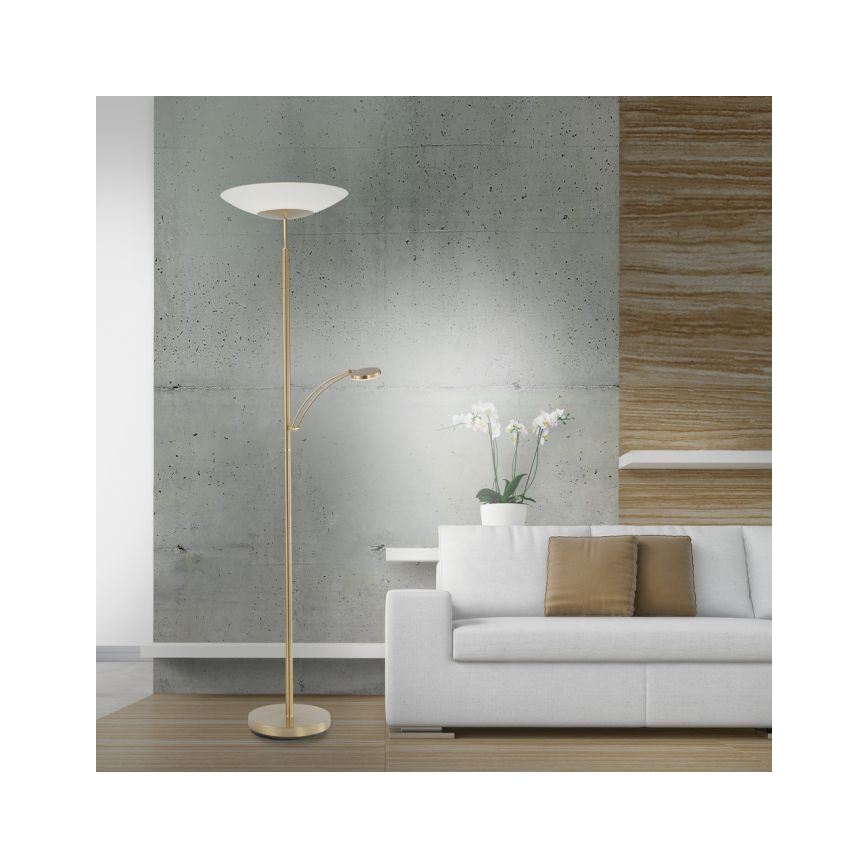 Paul Neuhaus 655-60 - LED dimbare vloerlamp ALFRED LED/28W/230V+LED/4W/230V messing
